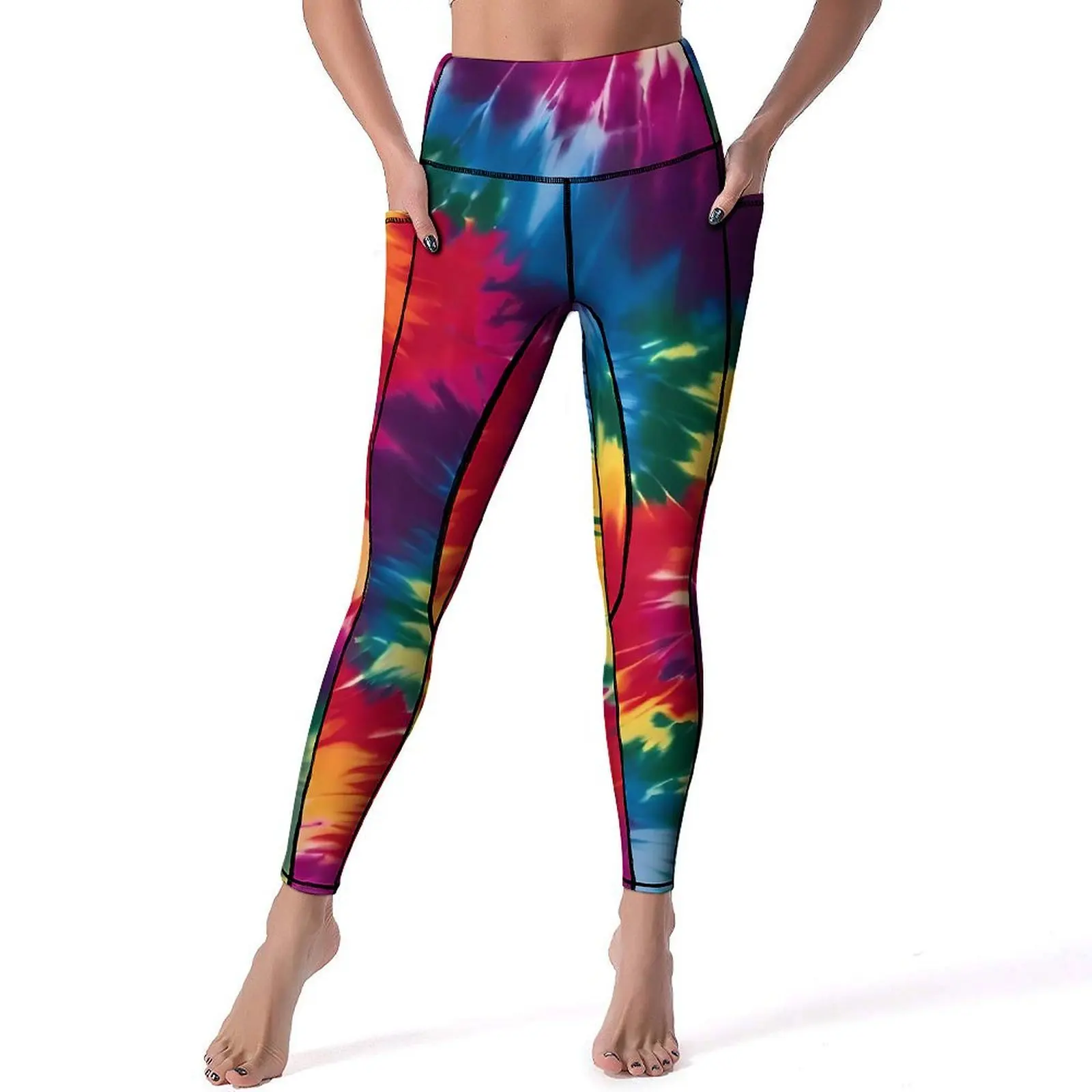 

Tie Dye Galore Leggings Abstract Art Push Up Yoga Pants Casual Stretch Yoga Legging Female Printed Work Out Sports Tights