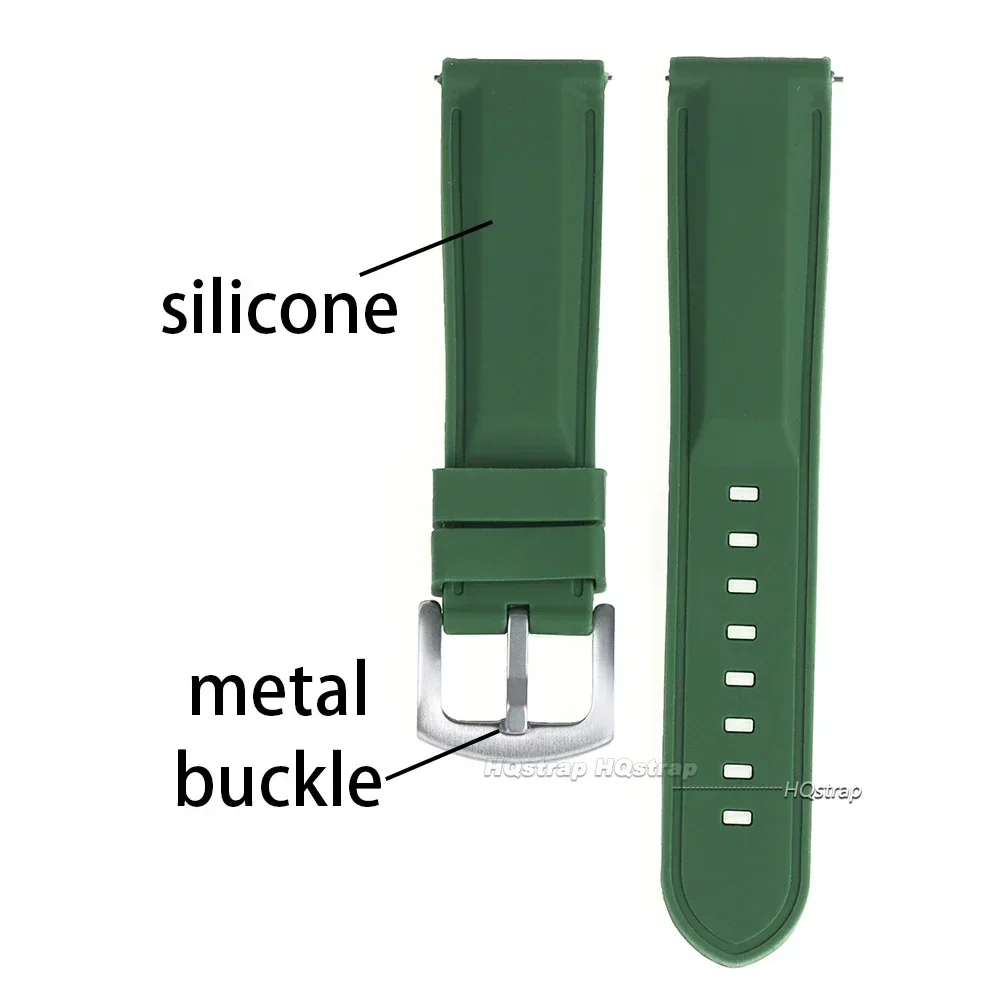 Silicone Waterproof Quick Release Watchband 18mm 20mm 22mm 24mm Black Green Rubber Strap for Seiko Soft Dustproof Watch Bracelet