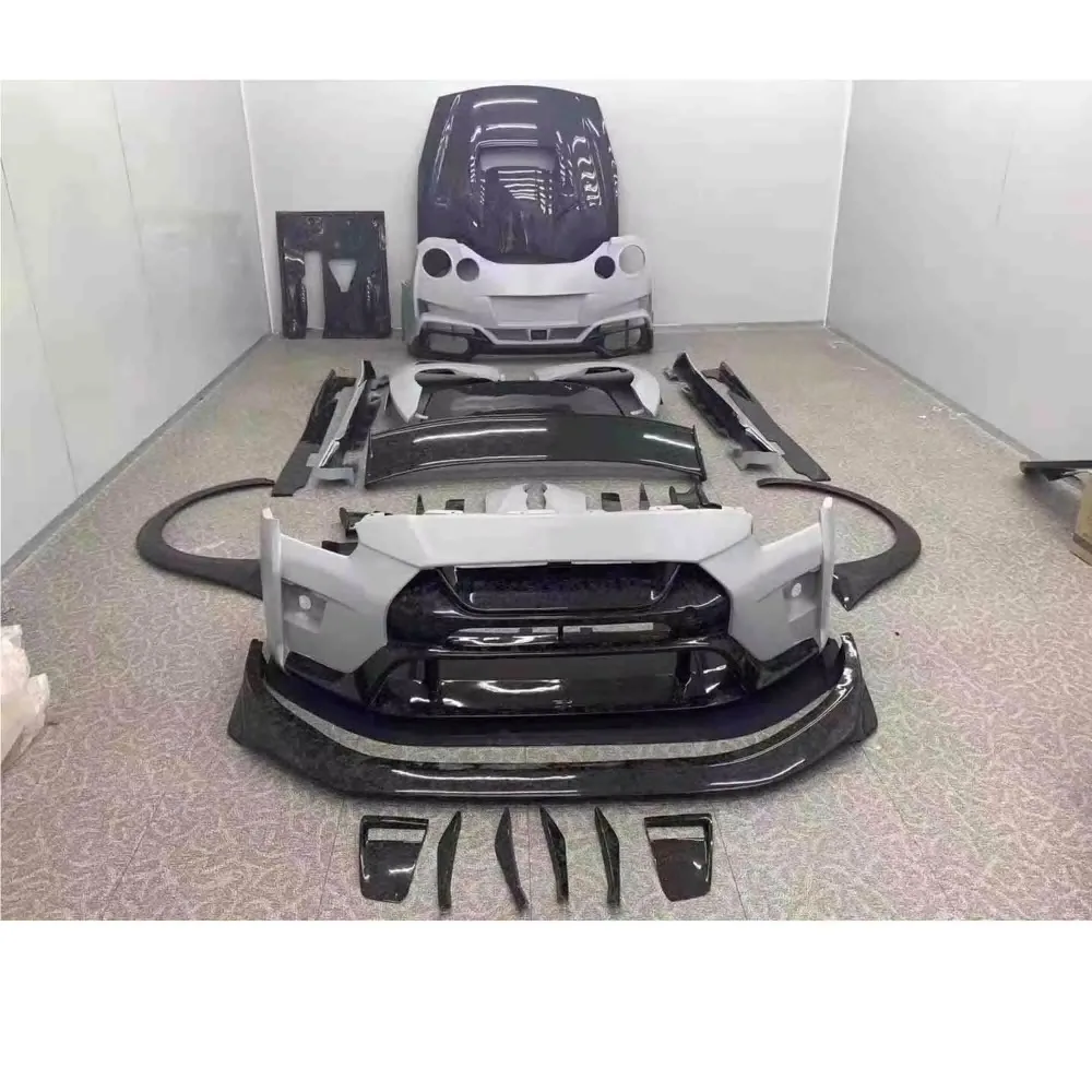 V Style  Forged Carbon Fiber Body Kit for R35  Front Bumper Engine Hood Rear Bumper Side Skirts