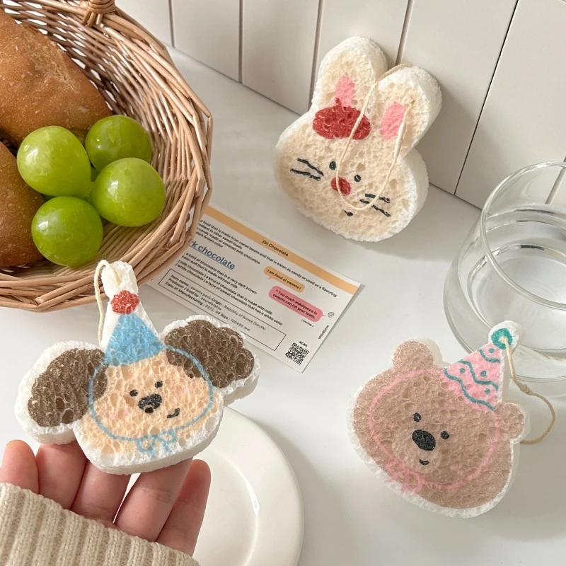 

3PCS Wood Pulp Sponge Cartoon Dog Compressed Cleaning Sponge Dish Cleaning Utensil Washing Sponge for Kitchen Household