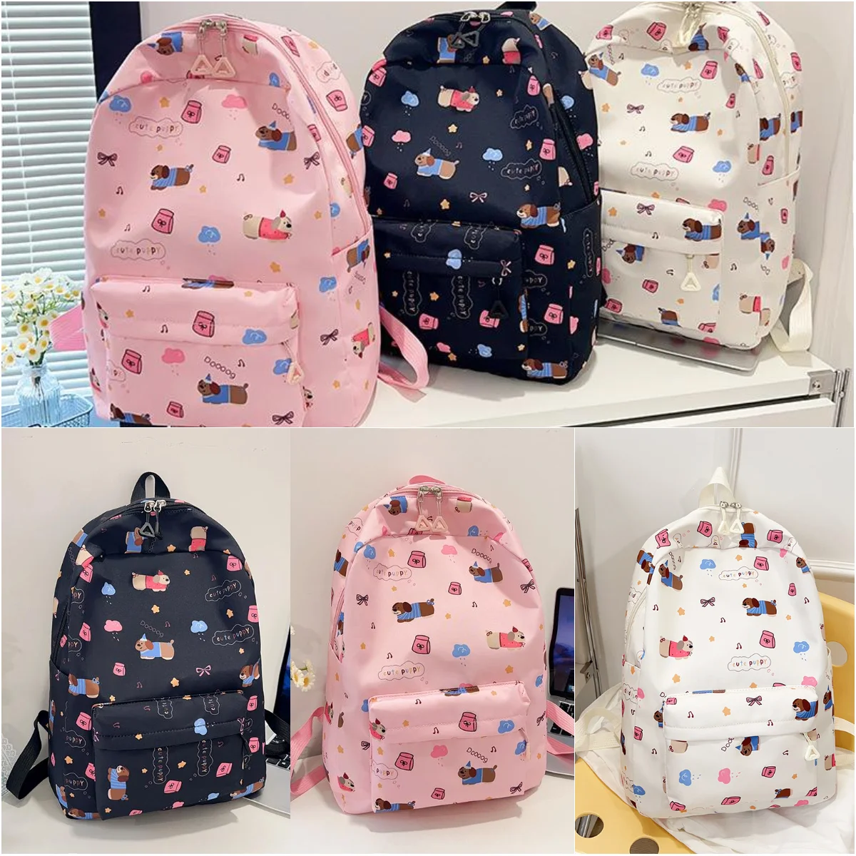 حقيبة ظهر مطبوعة على شكل فن الجرو الساحر، كيس أكاديميا كاجوال كبير الحجم، حقيبة سفر معاصرة وفريدة من نوعها تحية