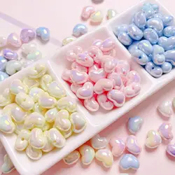 10pcs/lot Heart Spacer Beads AB Color Acrylic Beads Charms For Jewellery Making Necklace Keychian Pendant DIY Accessories