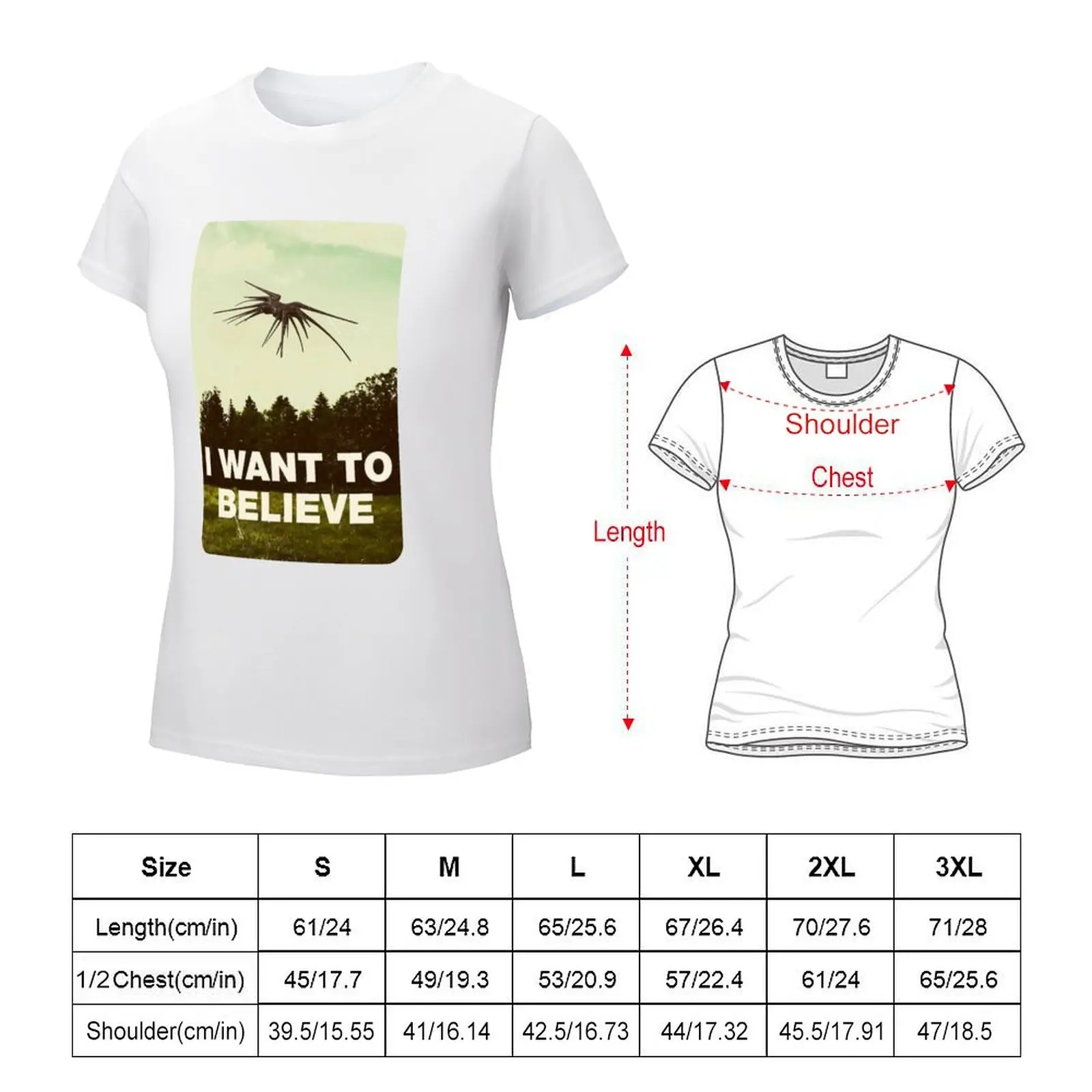 I Want to Belive - UFO - White - Sci-Fi T-shirt oversized hippie clothes plus size tops Women's t-shirt