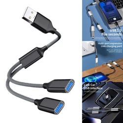 28cm USB kabel splittera USB2.0 A męski do 2 USB żeńskie przewód zasilający do ładowania/przesyłu danych/kabel do laptopa