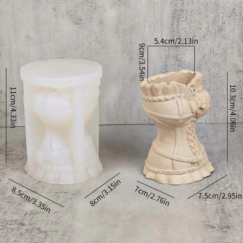 Silicone Mold Wedding Dress Concrete Molds 3D Vase Candle Holder Mold Gypsum Cement Mold DIY Flower Arrangement Ornament