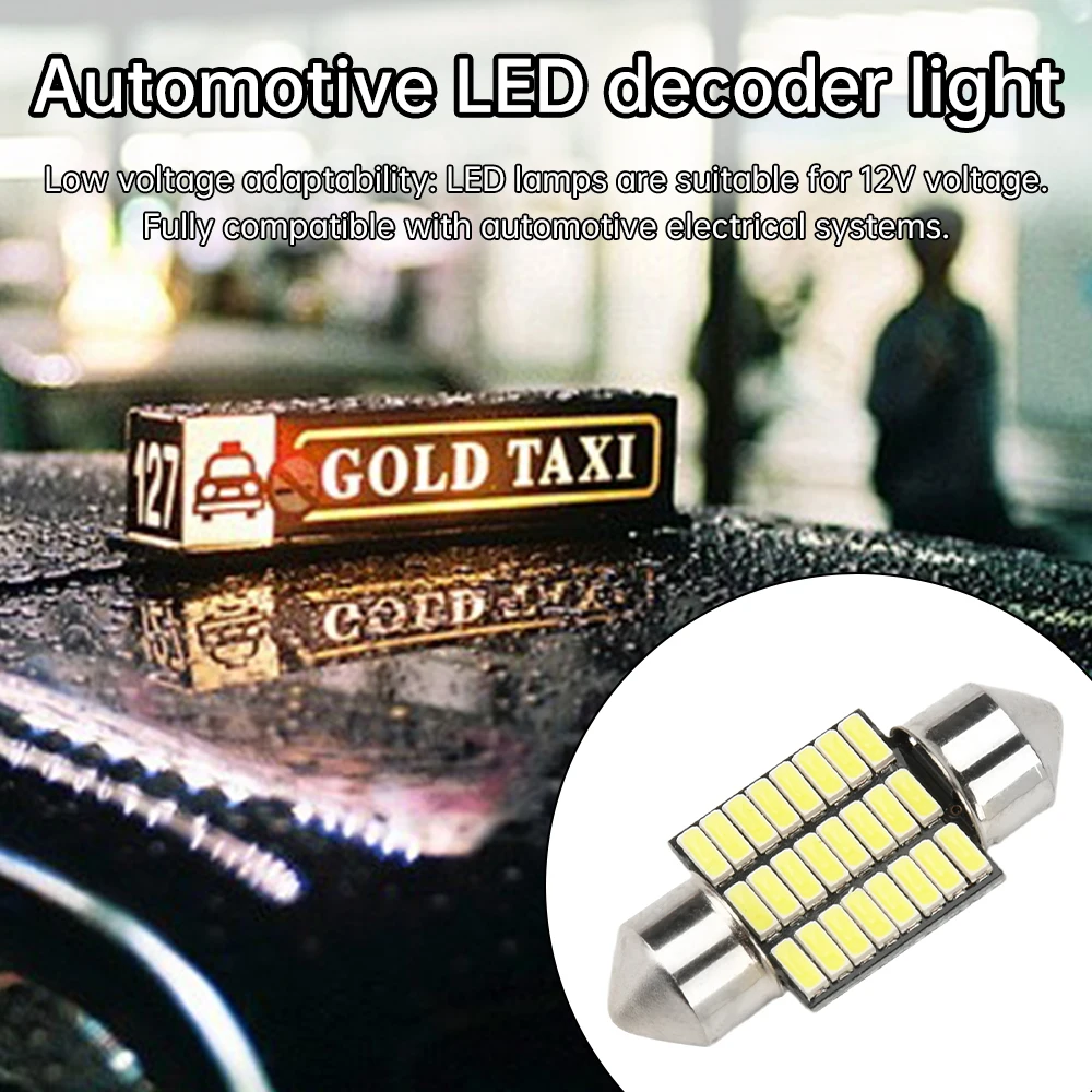 Luces de decodificación LED automotrices de 31-41MM, faros de carro 26-39SMD, lámpara de techo de cúpula Interior de coche, lámpara de señal de placa de matrícula