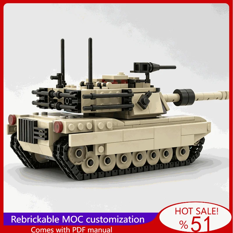 614PCS M1 Abrams Modern Main Battle War Series Armored Tank Building Blocks DIY Assembly Educational Creative Festival Gifts Toy