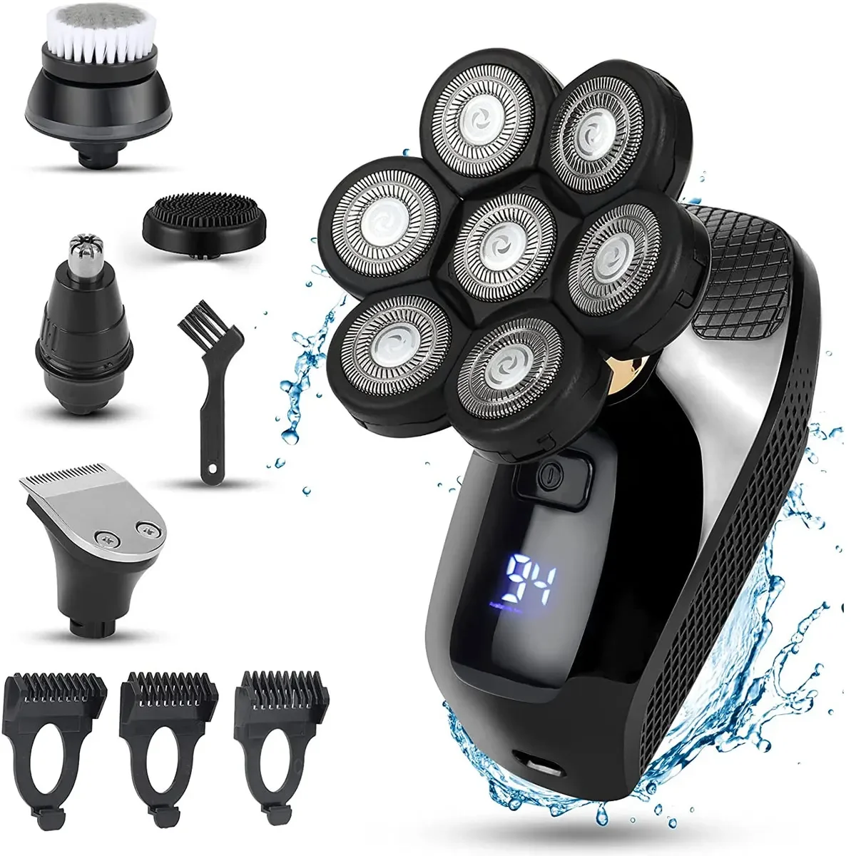 

7D Head Electric Razor Rechargeable Electric Shaver Dry Wet Men's Trimmer Washable Waterproof LED Display Machine For Shavin