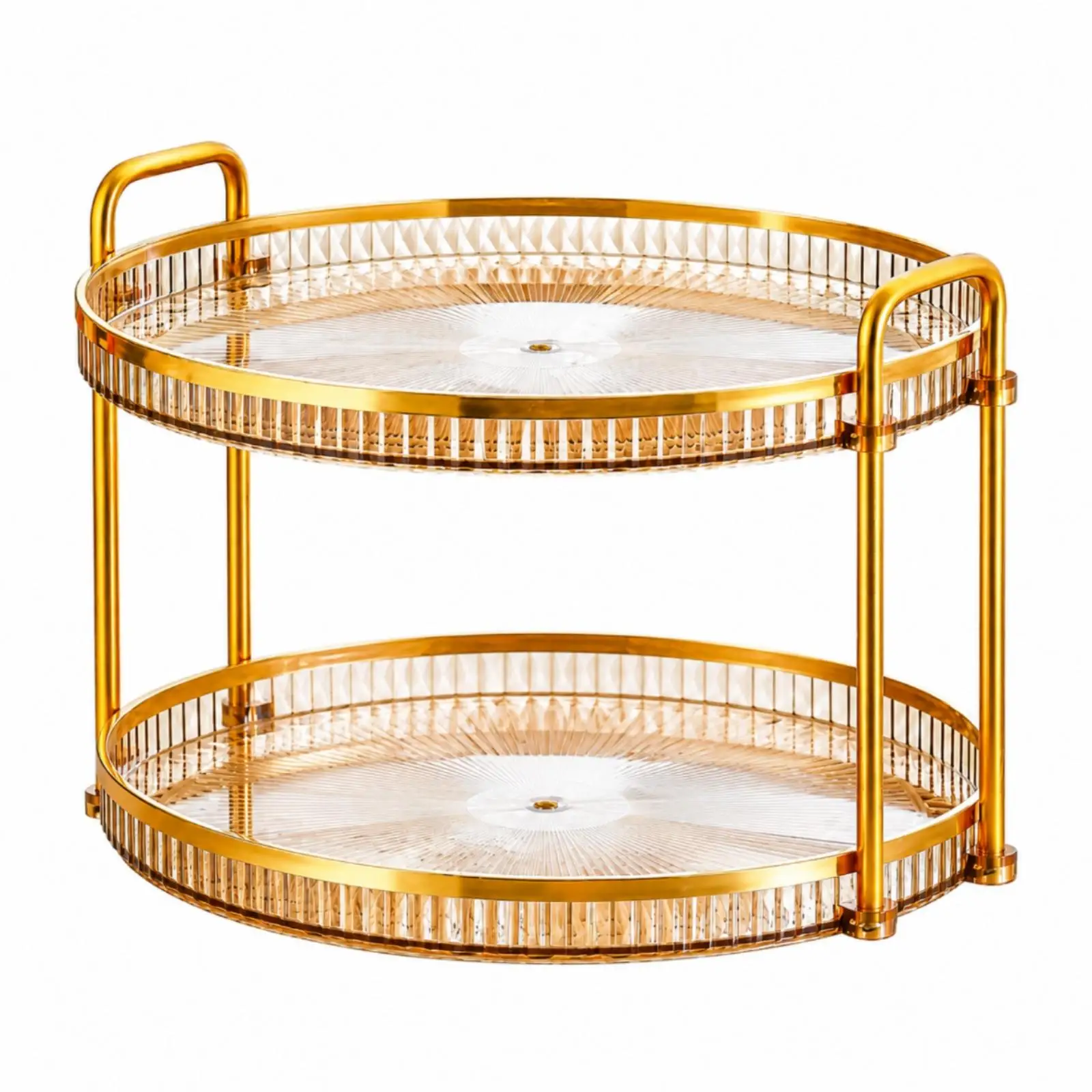 Two-Tier Dessert Display Stand Gold-Finished Two-Level Cake Stand with Dome Cover Portable Space-Saving for Café Counters