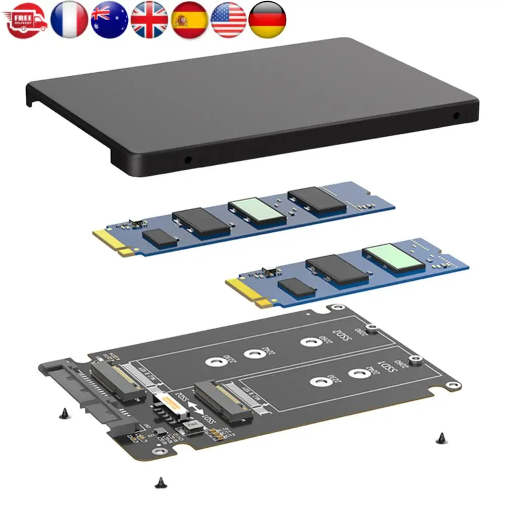 

Dual M.2 B Key NGFF SSD To 2.5 SATA III Adapter M2 NGFF To SATA Adapter Card 6Gbps HDD Disk Drive Enclosure Driver-free SSD Case
