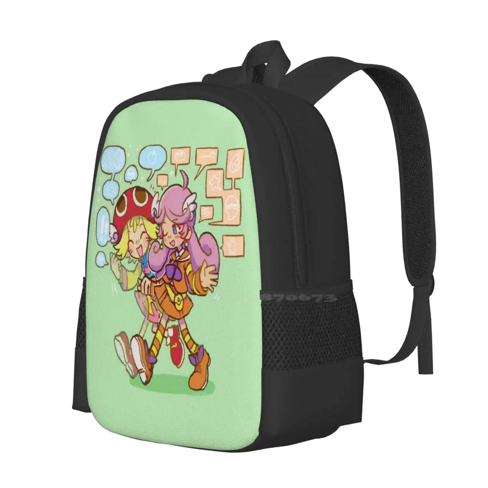 Bruh Bruh Bruh Pattern Design Bagpack School Bags Puyo Puyo Amitie Raffina Rafina Tokkori