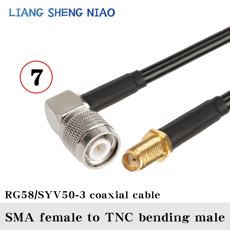 Cabo adaptador coaxial RF, cabo de extensão de baixa perda, TNC macho para plugue macho SMA, RG58, 50 Ohm, 0,3 m-30m, 50 Ohm