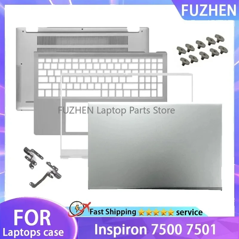 

New For Inspiron 7500 7501 LCD Back Cover Screen Bezel Frame Palm Rest Bottom Cover Hinges Rear Lid Top Case