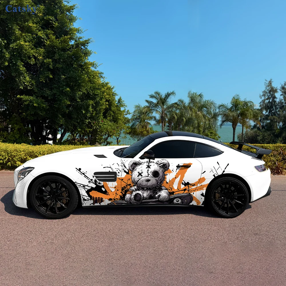 

Ruined Bear Doll Splash Car Vinyl Wraps Decal Self-adhesive PVC Sticker Suitable for Trucks SUV Decoration Auto Accessories Gift