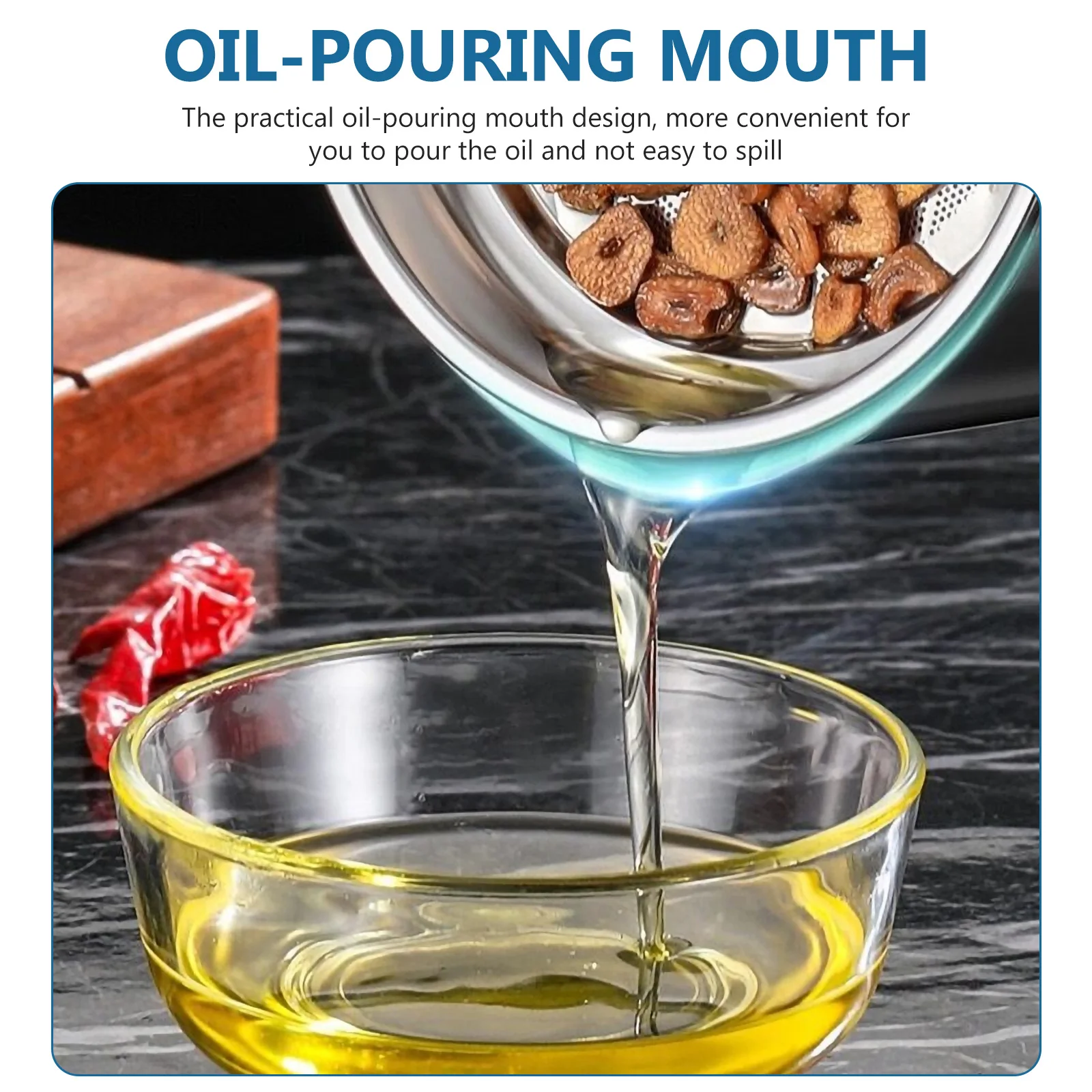 

Stainless Steel Oil Strainer Pot Household Oil Pot Grease Can With Lid Base Tray Thickened Anti-Slip Handle Oil-Pouring Mouth