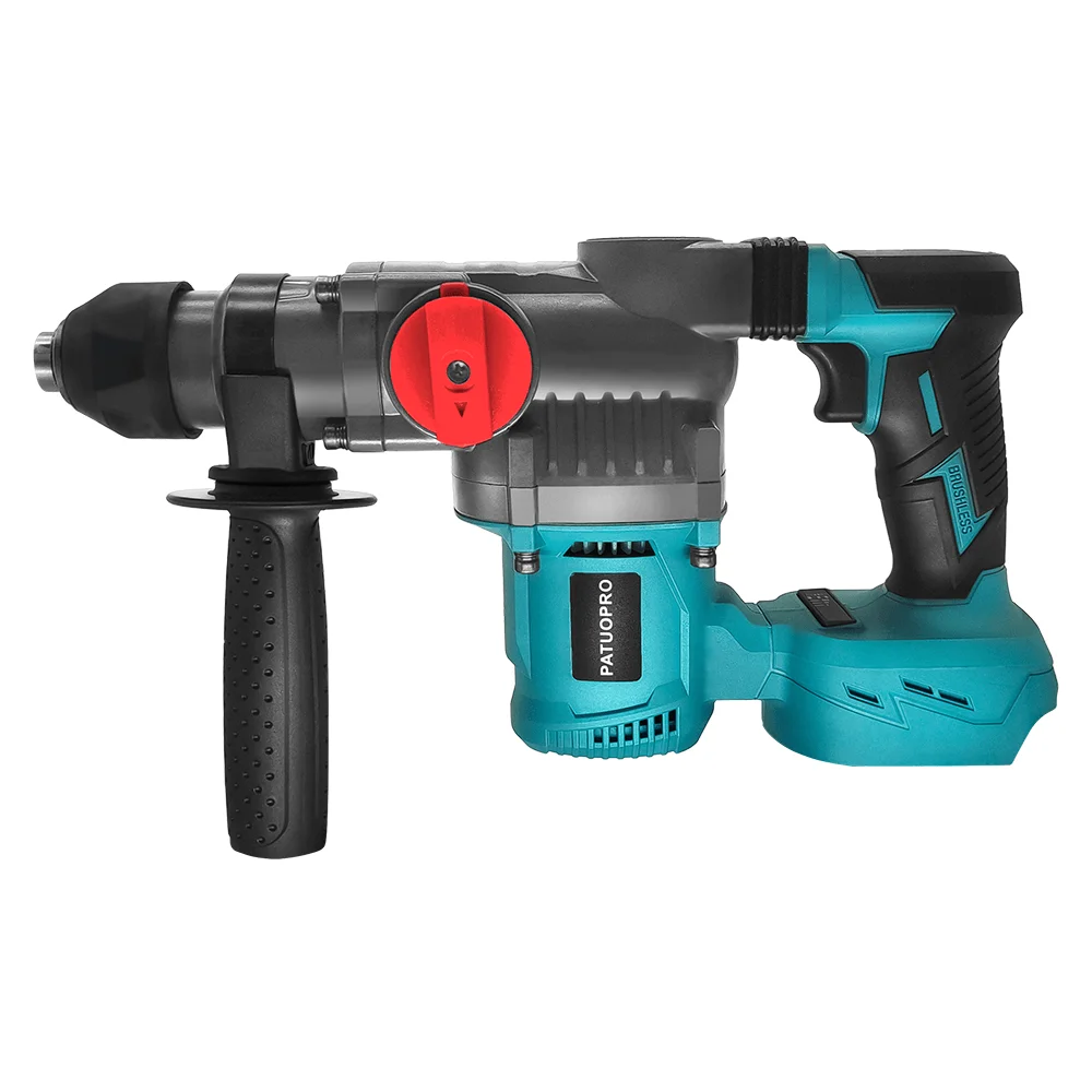 PATUOPRO 2-Mode Electric Rotary Hammer 26mm Brushless Impact Hammer Multifunctional Cordless Power Tools For Makita 18V Battery