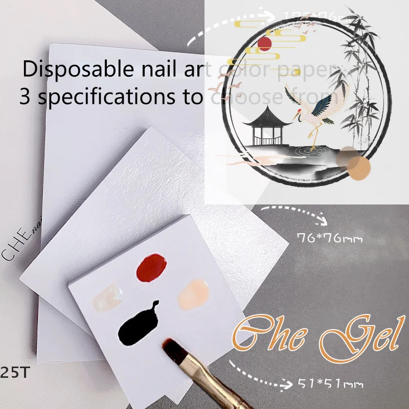 50 szt. Jednorazowych palet do mieszania kolorów lakierów do paznokci, wodoodporne papierowe palety do odcieniowania, tacki do mieszania kolorów lakierów, papierowe tablice ekspozycyjne.