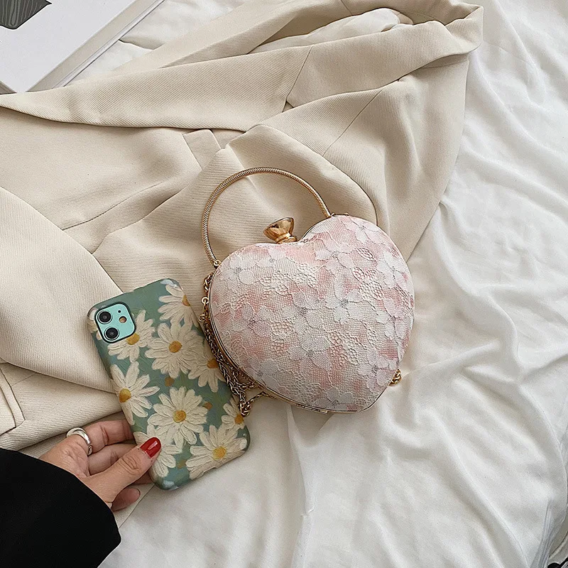 Borsa a tracolla da donna in pizzo estivo di alta qualitร 2022 nuova catena di moda fiori selvatici amano la borsa a tracolla monospalla