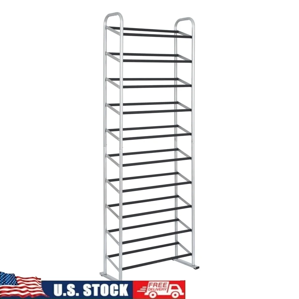 

Узкая 10-уровневая полка для обуви вмещает 30 пар, прочный стальной каркас, нескользящие перекладины, отдельно стоящий органайзер, прихожая, шкаф, спальня