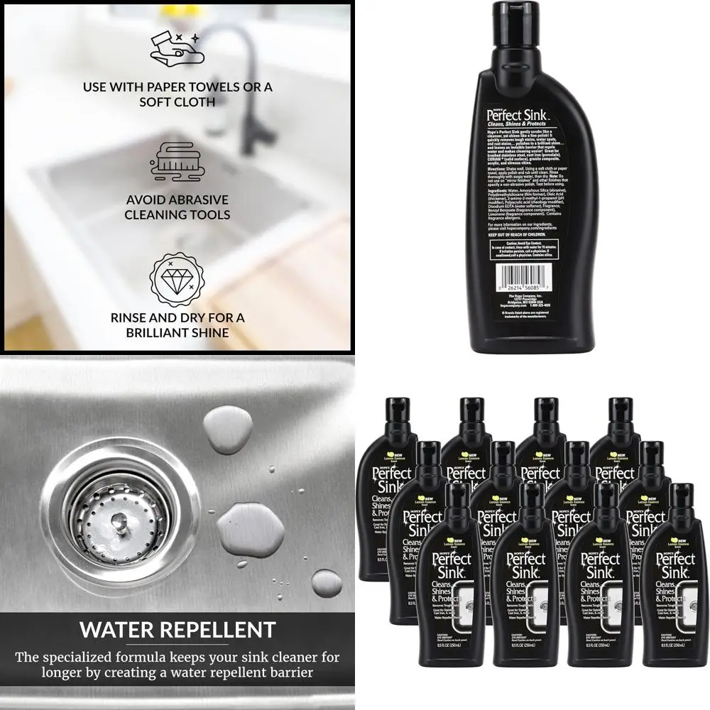 

Средство для чистки и полировки раковин 8,5 унций, для различных поверхностей, водоотталкивающее, удаляет пятна, 12 штук в упаковке