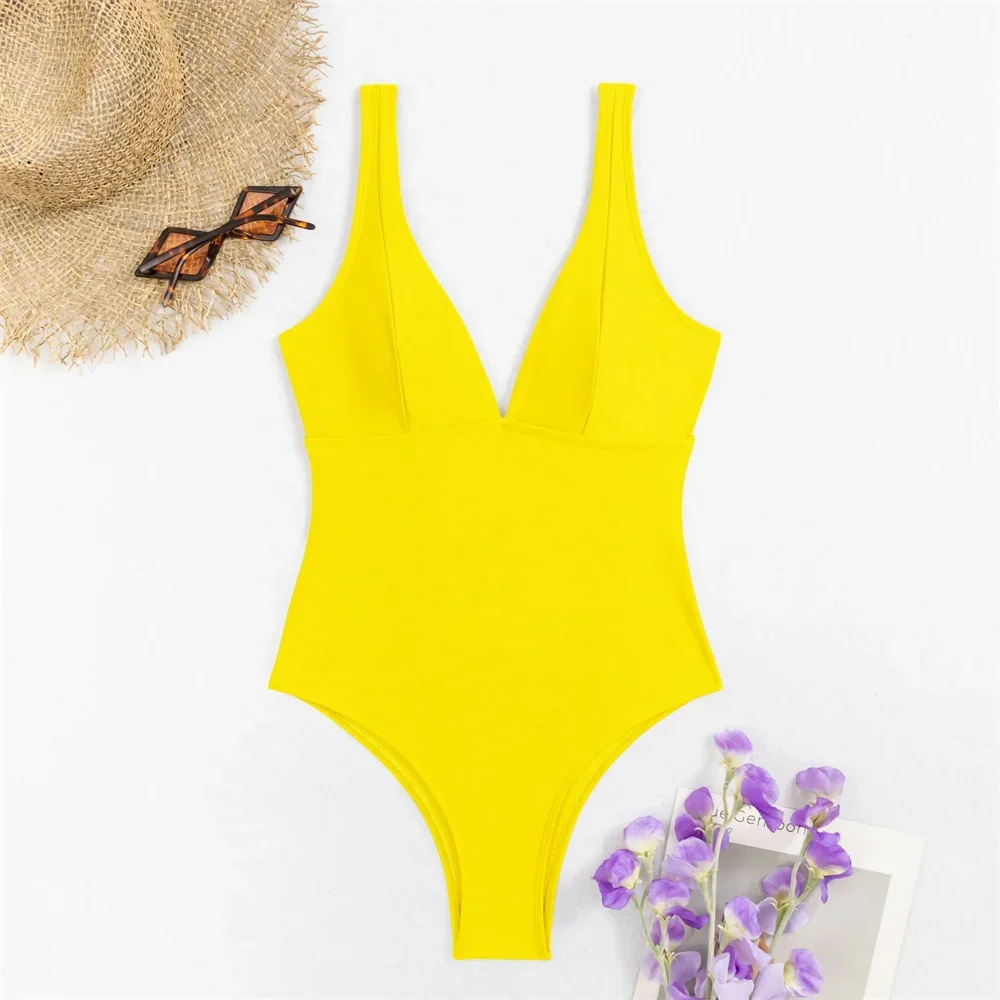 Scollo a v Push Up Bikini vita alta Backless costume da bagno Monokini donna Y2K vacanza costumi da bagno un pezzo brasile Beachwear costumi da bagno