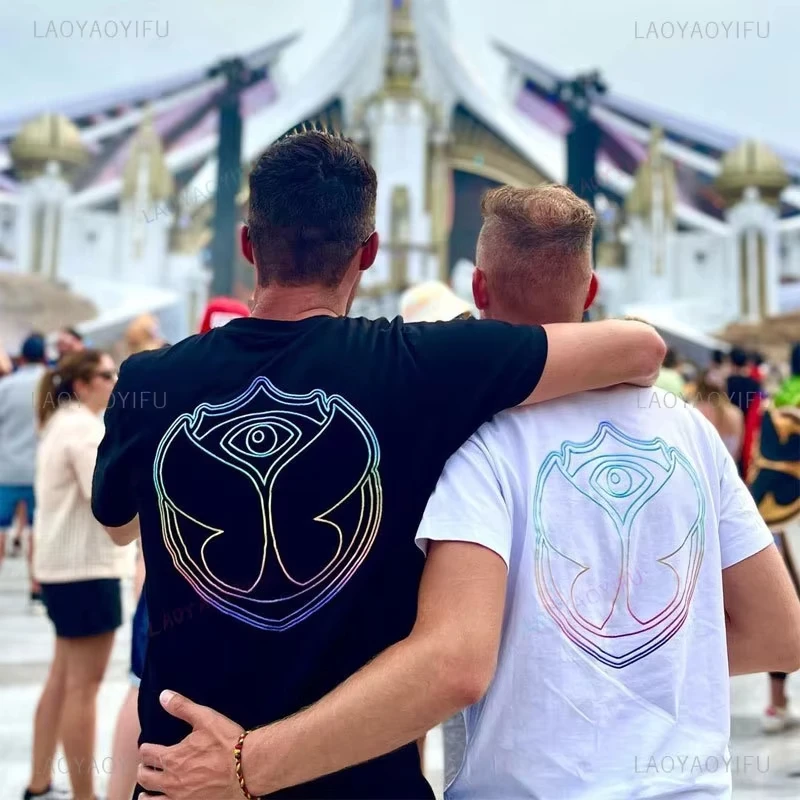 2026 Music Electric Syllabic Wear Around The Disco Clothes Pure Cotton Man Women T-shirt Round Collar Tops