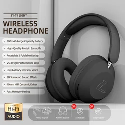 New SY-T4 Head-mounted Wireless Bluetooth Headphones Built-in Dual Mic Foldable Rotatable Music Game Headset Support TF Cards