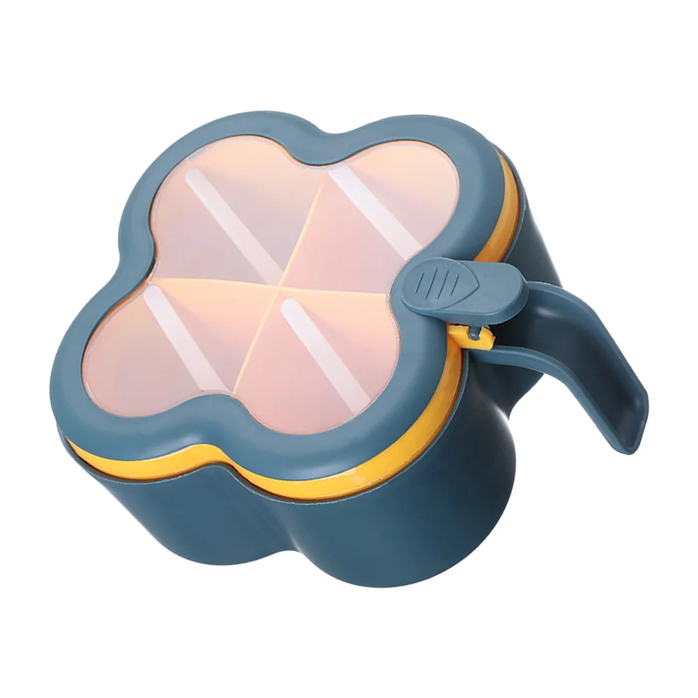 

1Set Multi-Grid Condiment Canister ABS Plastic Spice Case Large Opening Handle Design Compartment Seasoning Box Salt Pepper