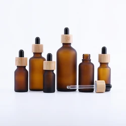 Botella cuentagotas de aceite esencial de vidrio, 10 piezas, Wtih, piepeta de bambú, frascos de gota, envases de 10ml, 15ml, 20ml, 30ml, 50ml, 100ml