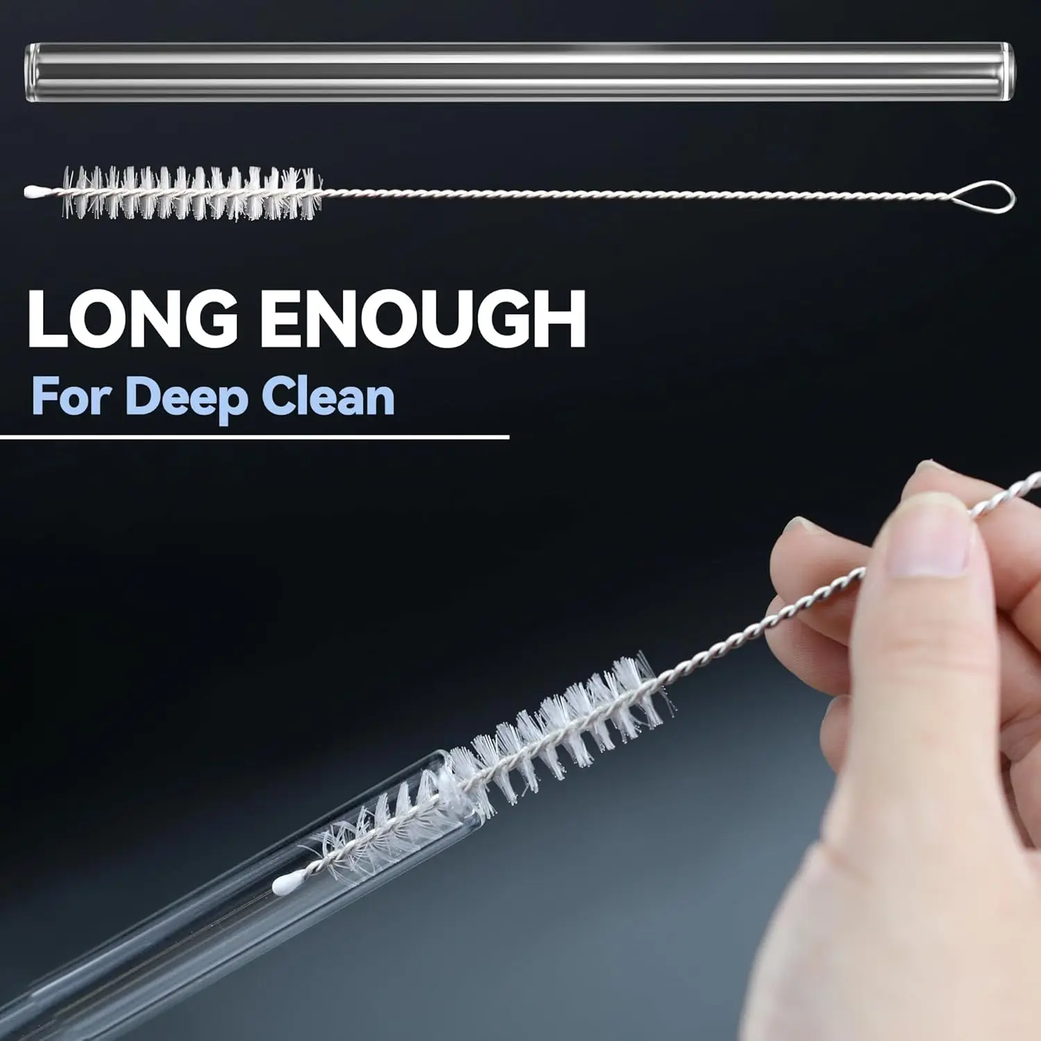 Picture 7: 2 Pack Replacement Straw for Ninja BlendBOSS Personal Smoothie Blender Tumbler Reusable Glass Straws With Cleaning Brush