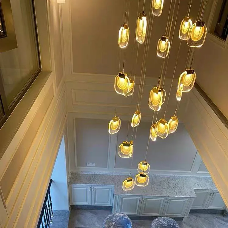 

Nordic Style Crystal Chandelier Gold Bronze Halo Light 3 Color Dimmable for Restaurant Hotel lustre Ceiling