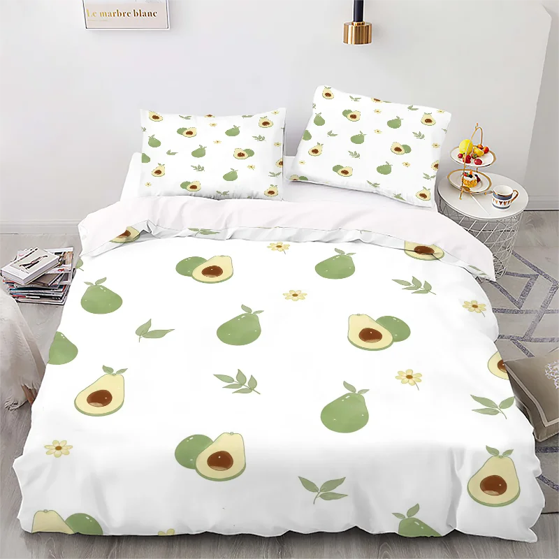 White Pear - Digital Printed Duvet Set - Polyester - Bedroom Decoration -1 Bed cover +2 Pillowcase (no pillow core)