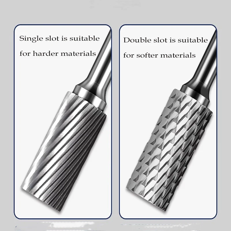 Lime rotative en acier au tungstène à rainure unique avec une fraise cylindrique en alliage dur à rainure sphérique avec une lame au dessus 6MM