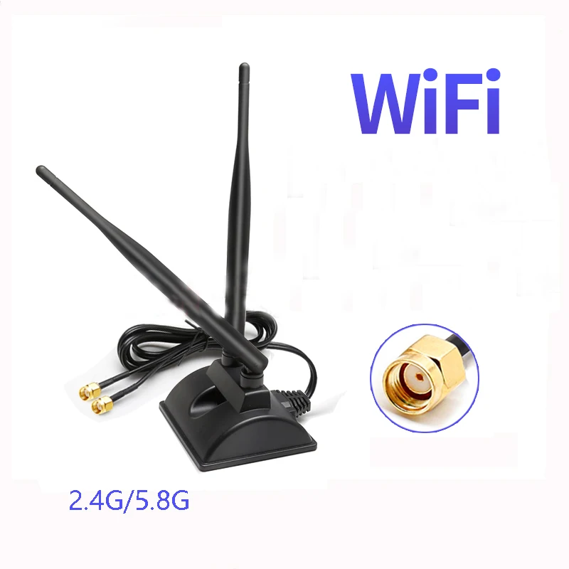 WIFI router 2.4G/5.8 dual-band desktop antenna 6DB high gain wireless network card strong magnetic suction cup antenna 12DBI