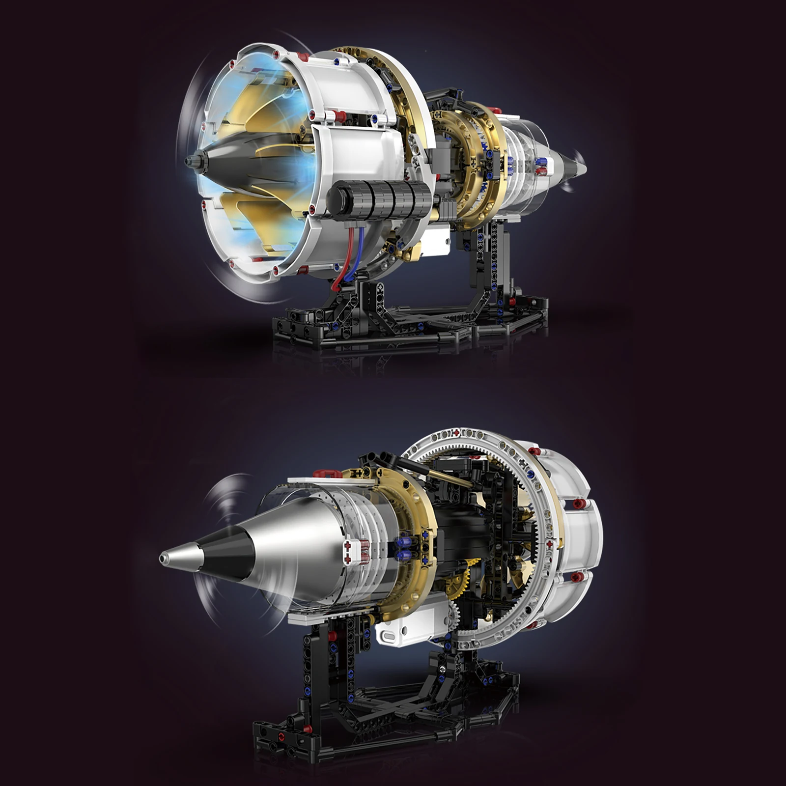 564pcs Aircraft Turbofan Engine Building Blocks with APP-Controlled Light, Programmable Model Kit