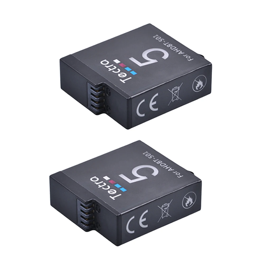 بطارية 1600 مللي أمبير AHDBT-501 + شاحن مزدوج LED لبطارية Gopro Hero 5، Hero 6، Hero 7 Black، Hero 2018 Go pro Hero7