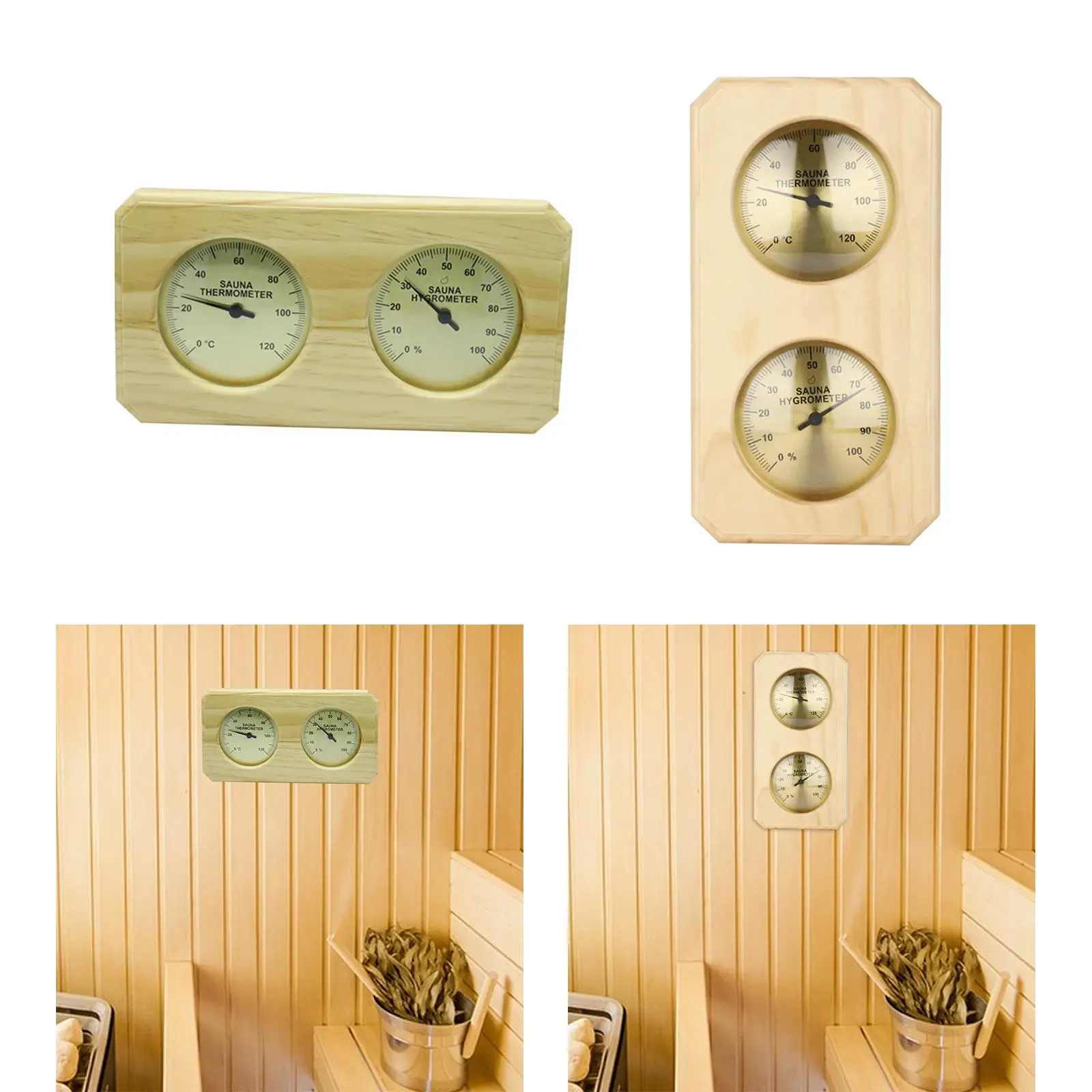 Hygromètre Therye.com en bois, hygrothermographe de sauna, température d'humidité