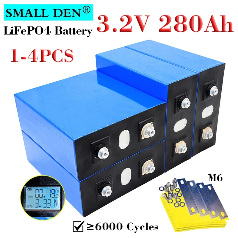 1-4PCS NEW 3.2V 280Ah Lifepo4 Rechargeable battery DIY 12V 24V 280000mAh Electric car boat RV Solar storage system battery pack