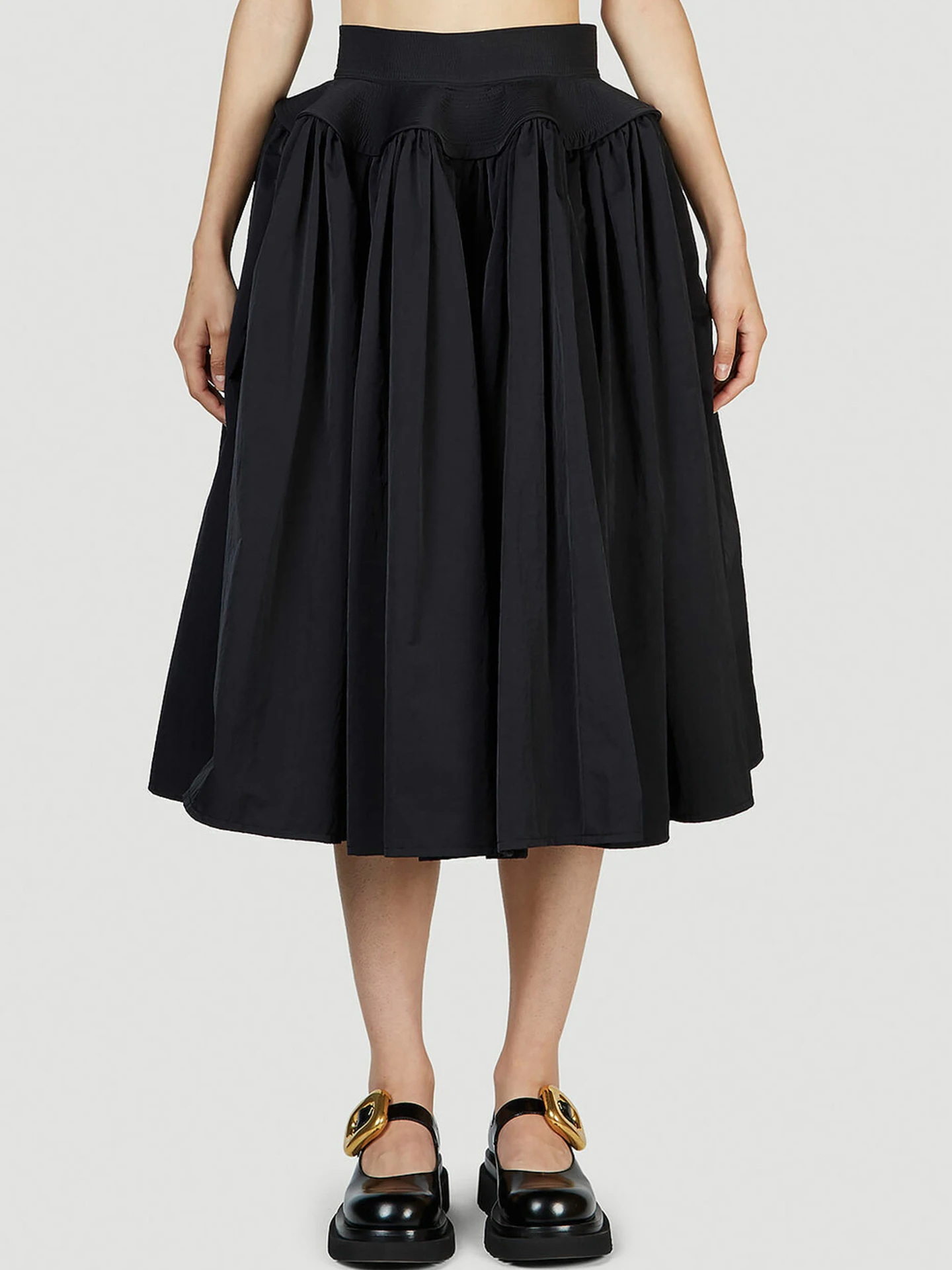 

VGH Faion Юбка трапециевидной формы с высокой талией, смесь полиэстера, зонтик подол, женские модные юбки с разрезом, повседневные однотонные юбки