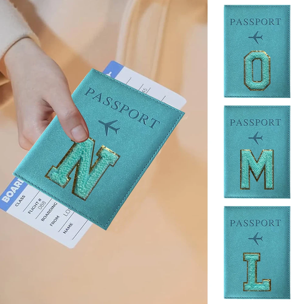 

Passports Pouch Passport Protective Cover Green Letter Series Watertproof Passport Case Passports Holder PU ID Card Holders