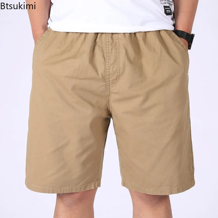 الصيف رقيقة متعددة جيب القطن الخالص ملابس العمل السراويل الرجال المتضخم فضفاض مستقيم الساق خمس نقاط عادية فوق الركبة شورتات للبحر #2