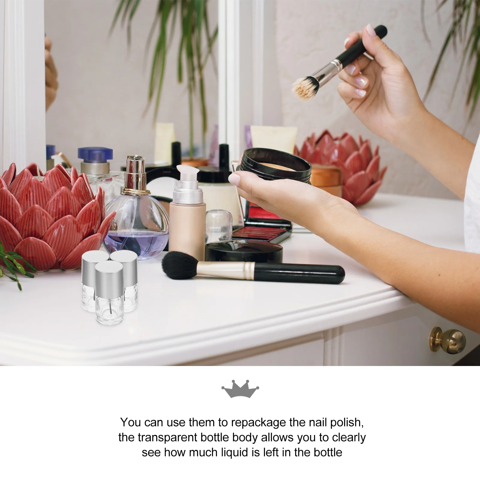 Bottiglie di vetro vuote per smalto da 10 pezzi Contenitore riutilizzabile da 10 ml con pennello Conservazione compatta per manicure con gel per unghie