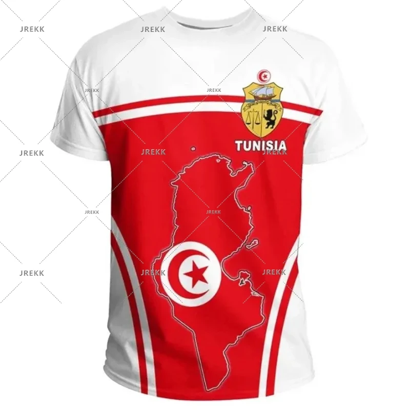 Tunisia National T-shirt For Men's Clothing Red Theme Print O Neck Short Sleeve T-shirts 2025 Summer