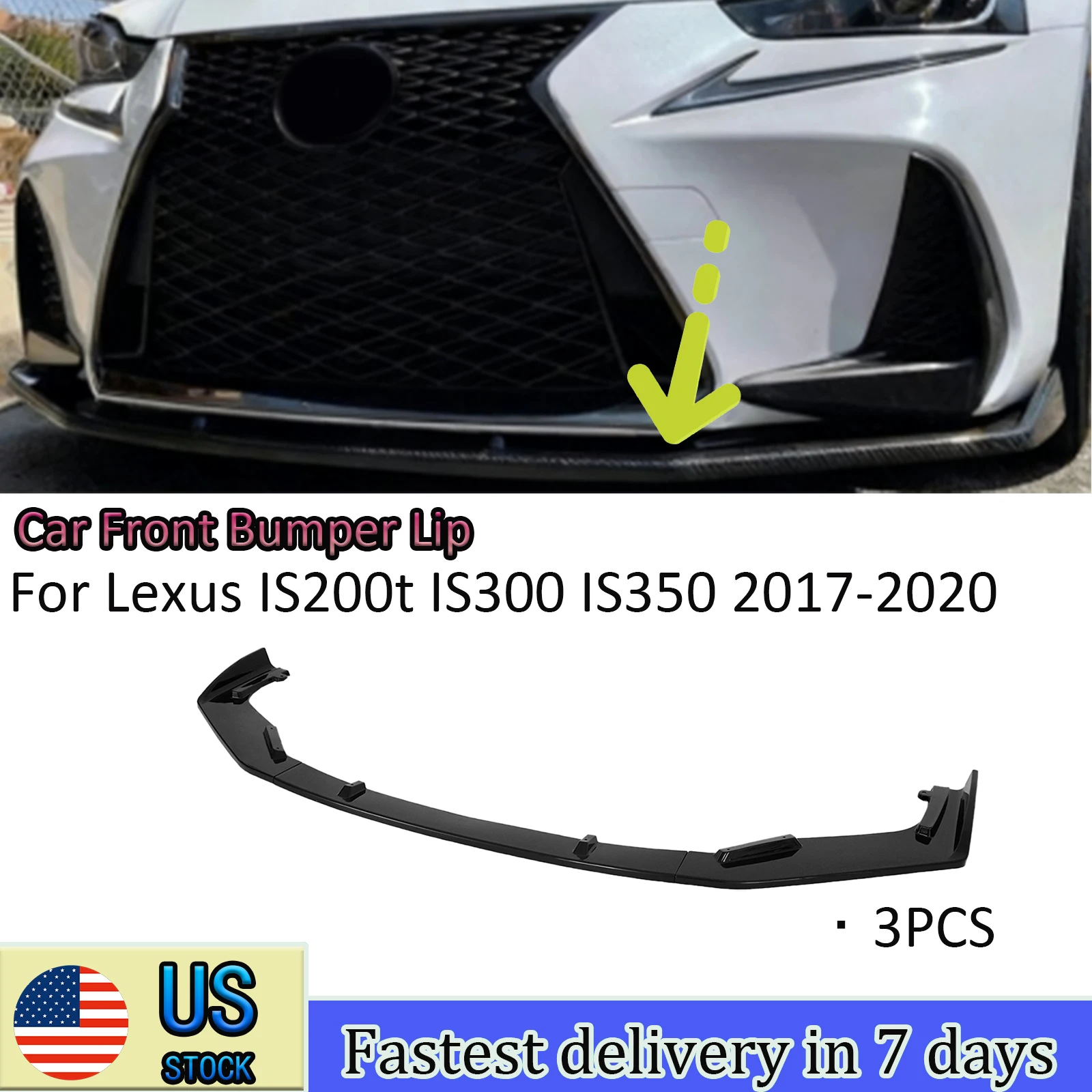 

Автомобильный передний бампер для Lexus IS200t IS300 IS350 2017-2019 2020, 3 шт., автомобильные аксессуары, комплект кузова, АБС-пластик, стиль из углеродного волокна