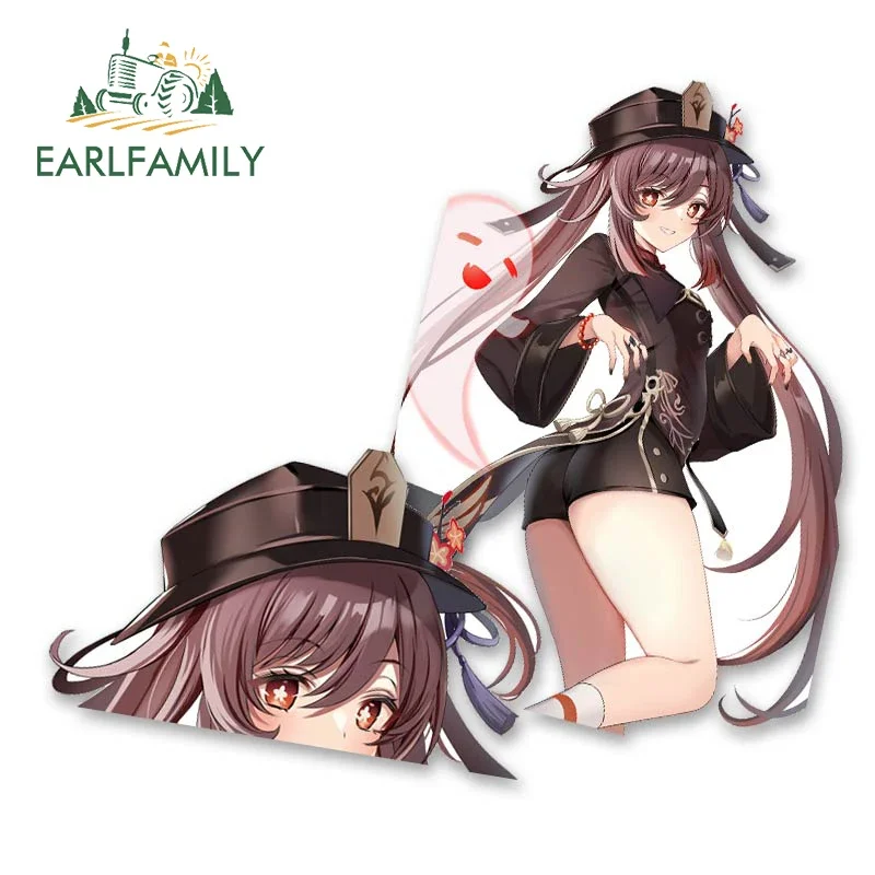 EARLFAMILY 13cm for Genshin Impact Hu Tao Caravan Car Stickers Motorcycle Laptop Decal Trunk Windows Funny Anime Car Accessories