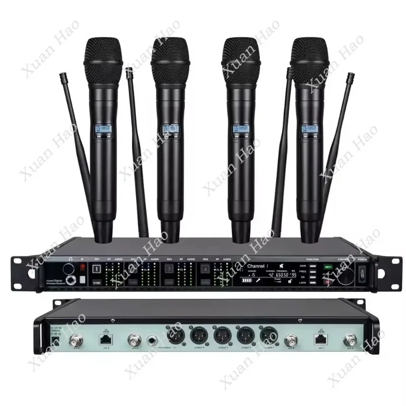 

AD4D/KSM9 Digital Karaoke 4-Channel Handheld AD4Q Professional Wireless Microphone System for Church