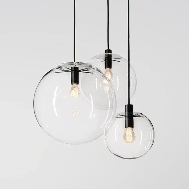 

Nordic Transparent Glass Chandelier Modern Minimalist Dining Room Bar Cafe Chandelier Single-headed Ball Chandelier