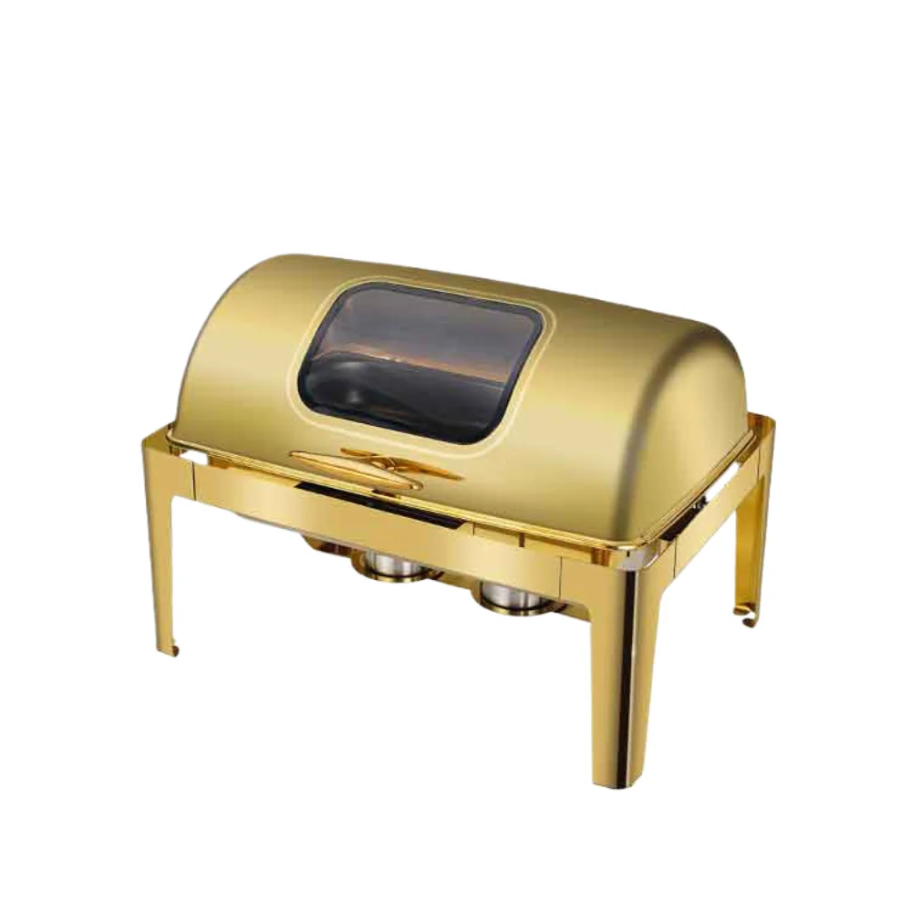 Commercial Stainless Steel Steam Heated Buffet Warmer 9L Capacity 304 Food Grade Tray 100-240V All Steel Glass Flip Lid