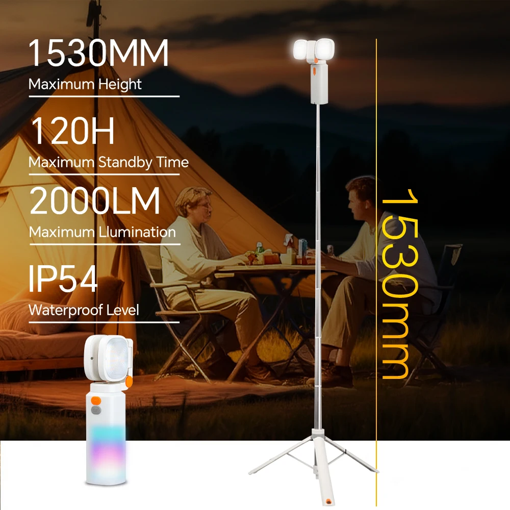TrustFire 6500K Floodlight Camping Lights C20 10000mAh Telescopic Work Lantern RGB Atmosphere Fill Light Flashlight with Tripod