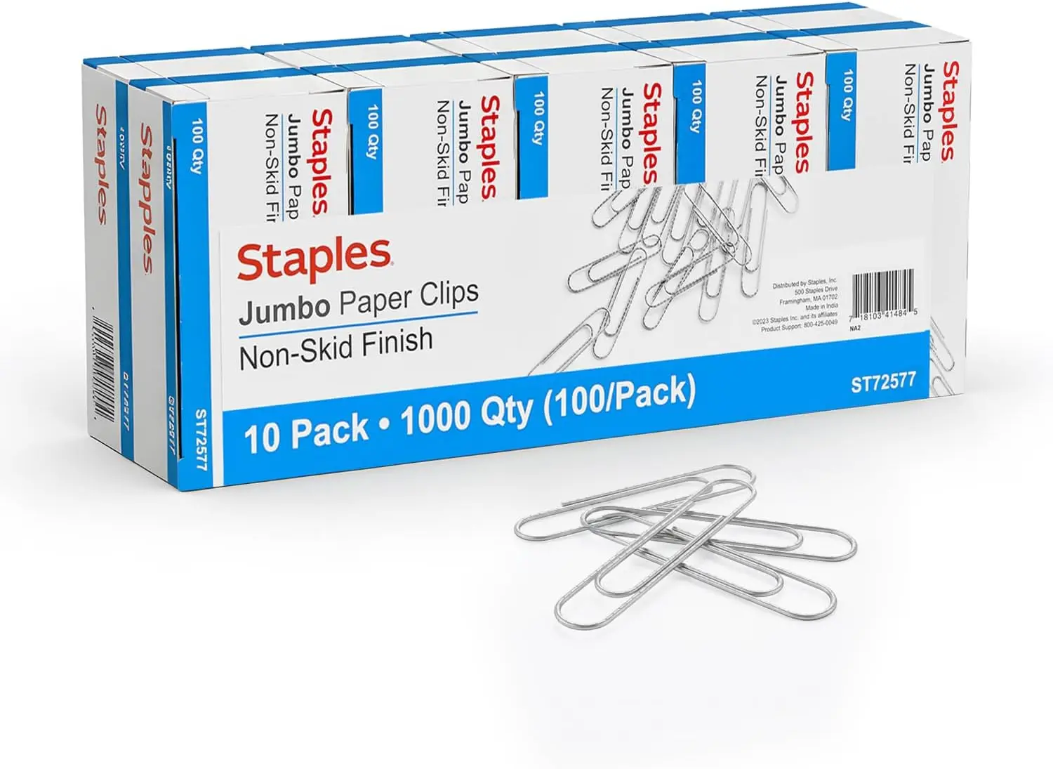

Jumbo Paper Clips, Silver, Non-Skid, 1,000 Pack – Heavy-Duty for Thick Documents & Office Filing